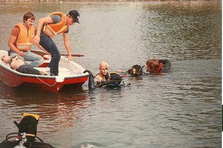 Scuba divers in action