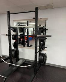 Weight bench and rack with free weights