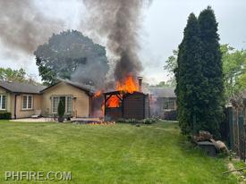Area of house on fire before firefighters arrived on scene